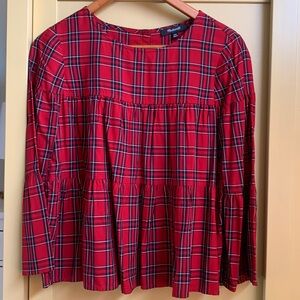 Madewell Red and Black Plaid Blouse